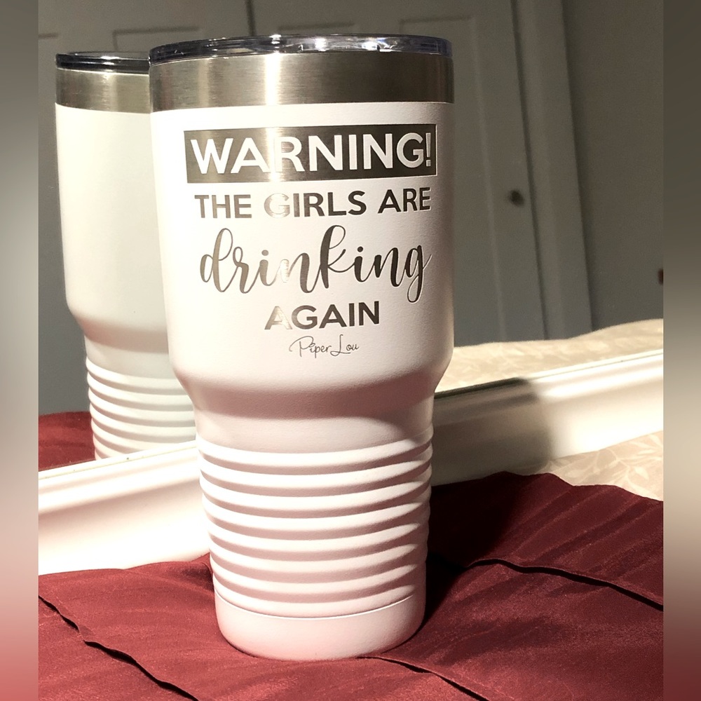 30oz. Metal hot/cold tumbler. Perfect for girl’s trip or bachelorette party!